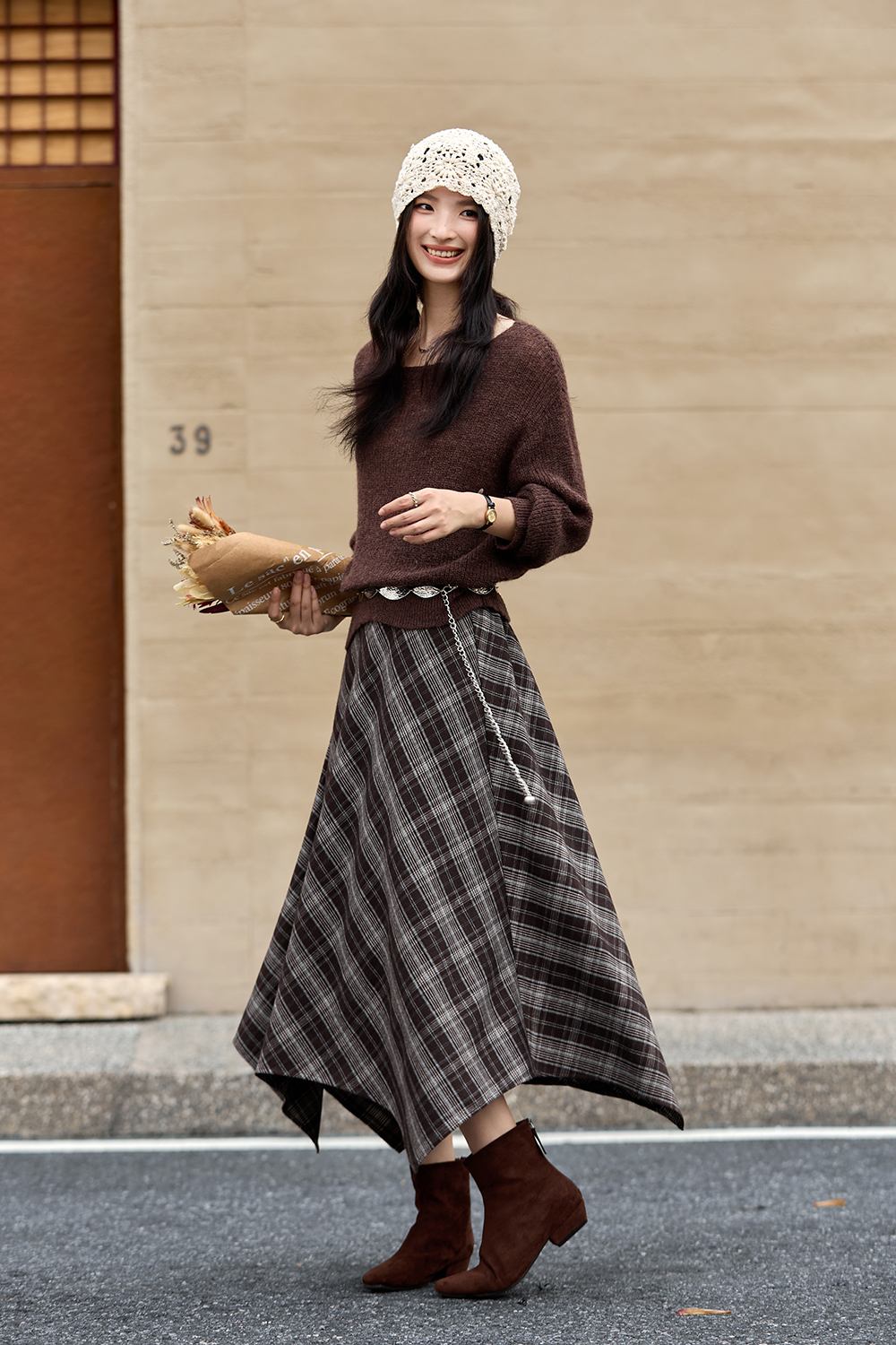 Vintage Slimming Plaid Skirt-VIMLYSTORE