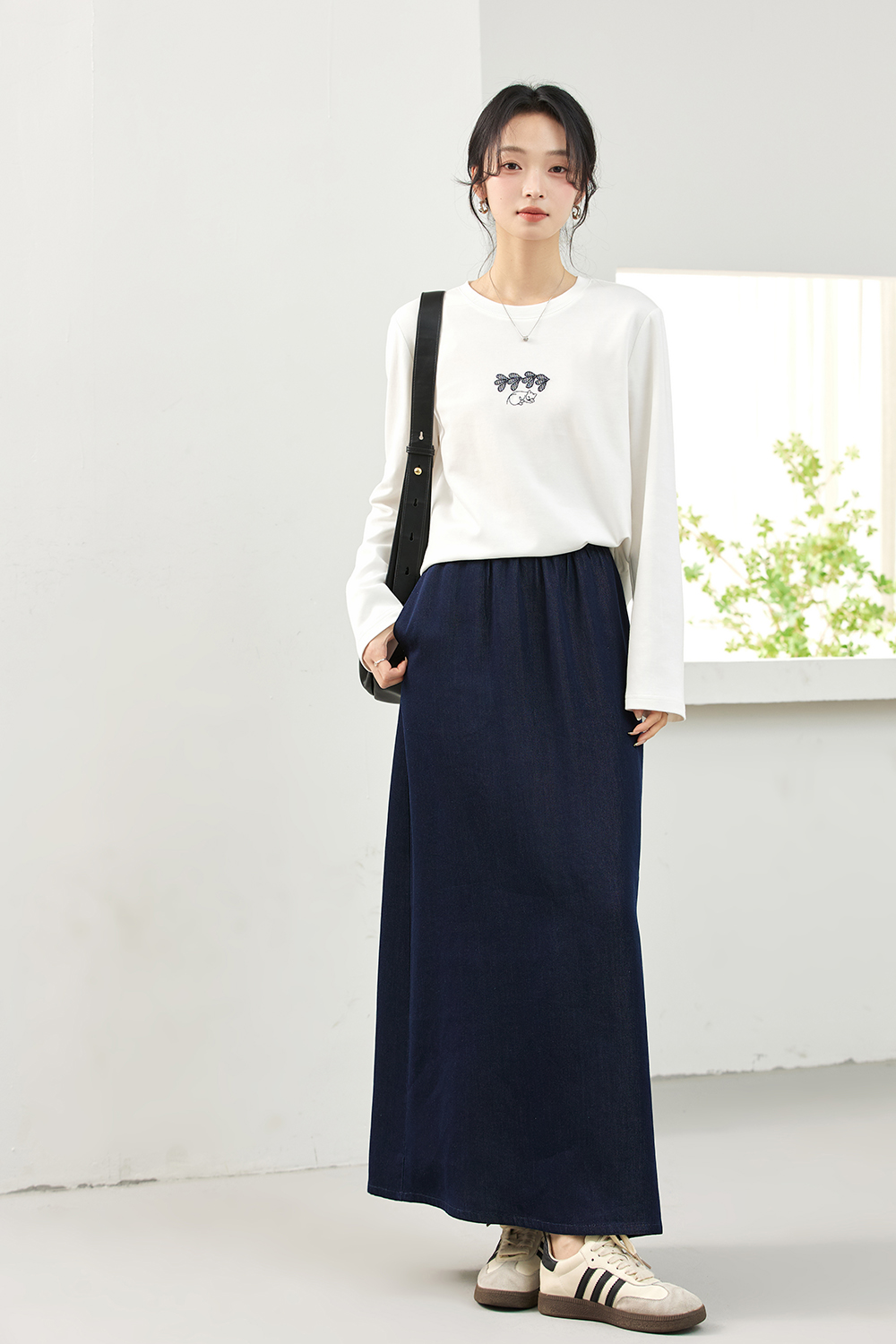 Blue Lyocell wash jeans skirt-VIMLYSTORE