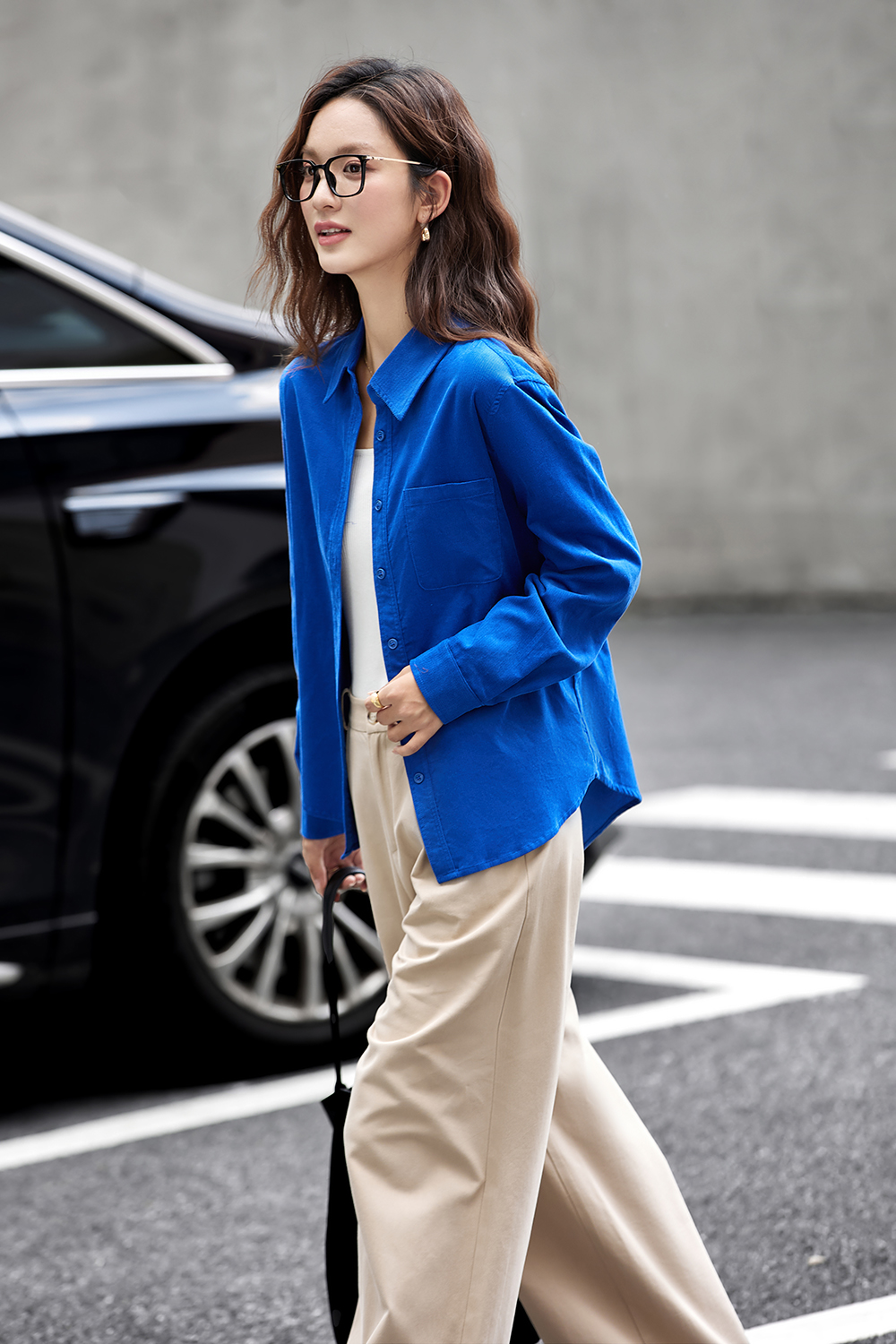 Vintage Corduroy Lapel Long Sleeve Shirt-VIMLYSTORE