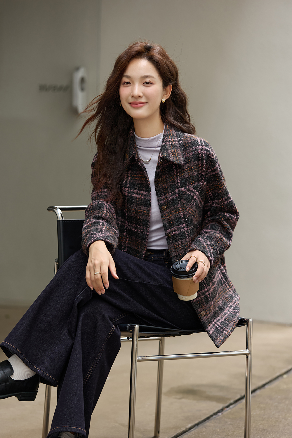 Oversized Vintage Argyle Shirt-VIMLYSTORE