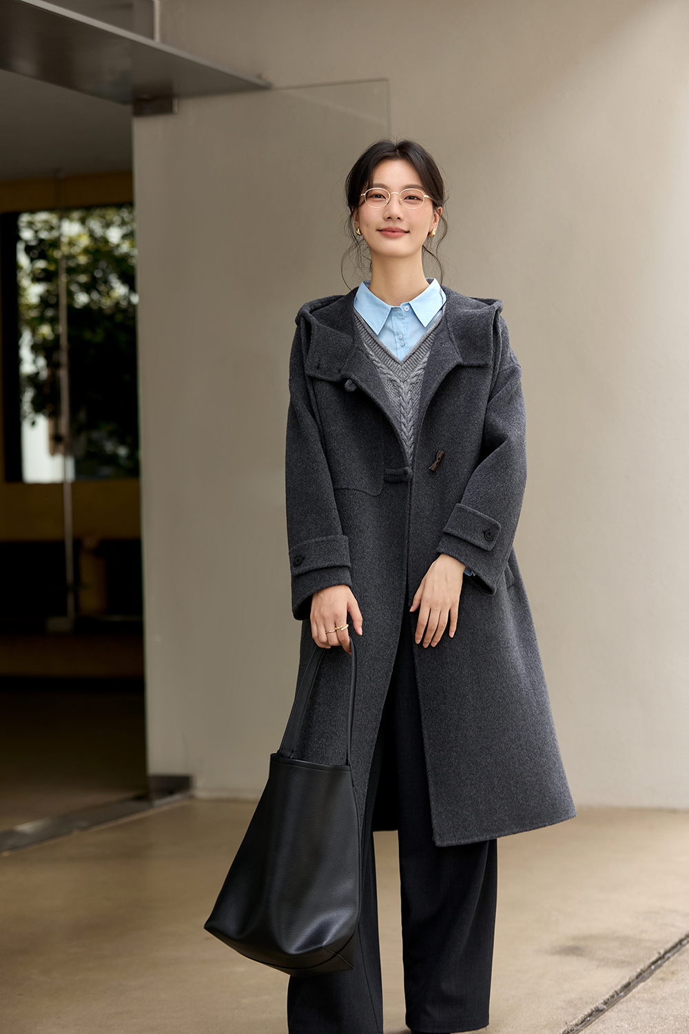 Reversible Hooded Woolen Overcoat-VIMLYSTORE