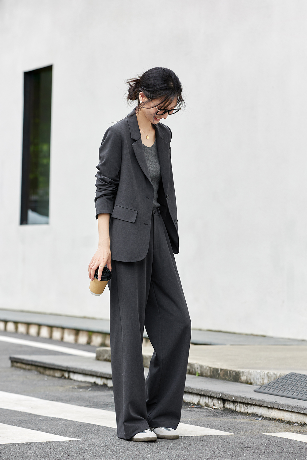 High-grade gray commuter Western-style clothes and pants-VIMLYSTORE