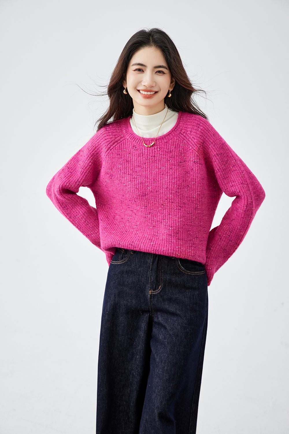 Red Slouchy Crewneck Sweater (Women's)