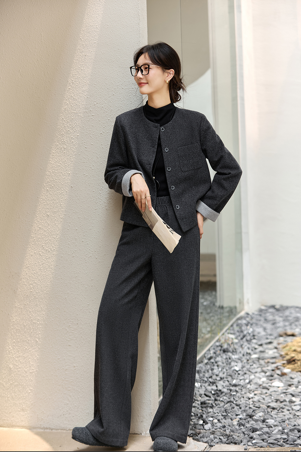 Gray Office Woolen Set