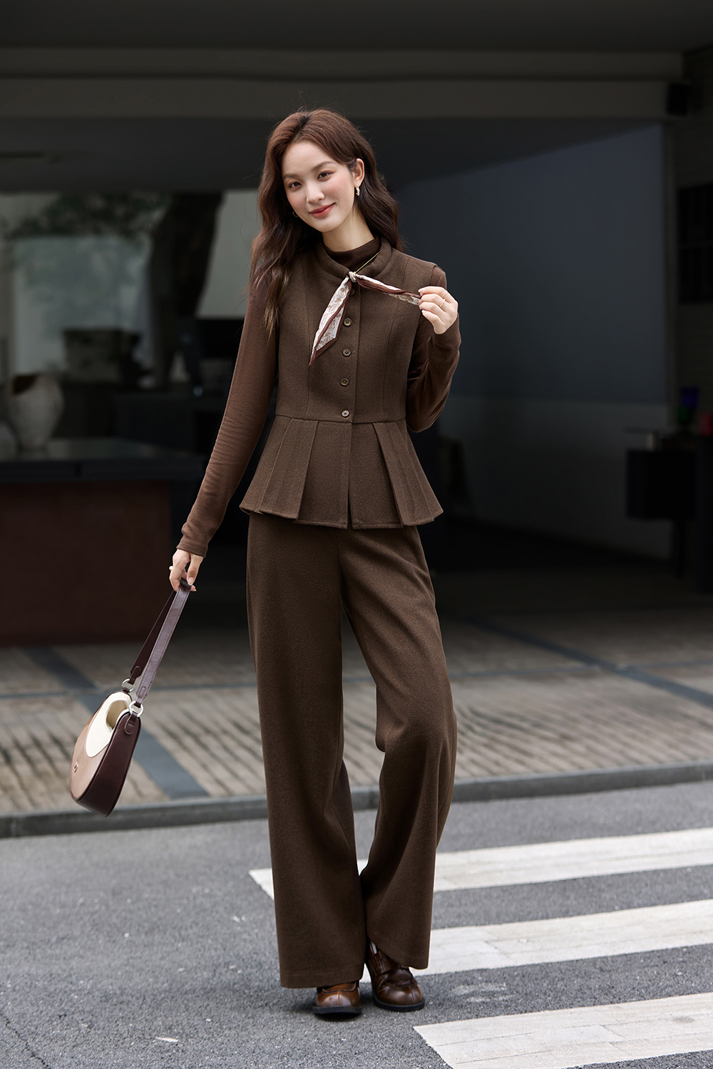 French-Style Stand-Up Collar Vest, Undershirt & Pants Three-Piece Set