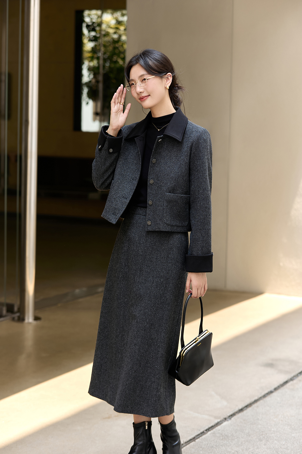 Gray Knitted & Woolen Set