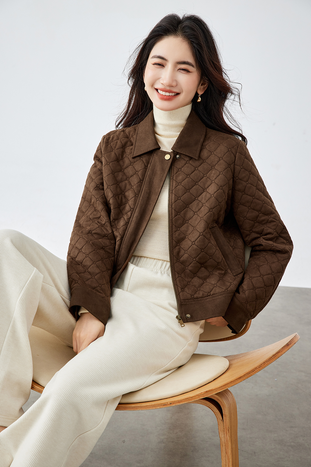 Diamond-Quilted Short Jacket