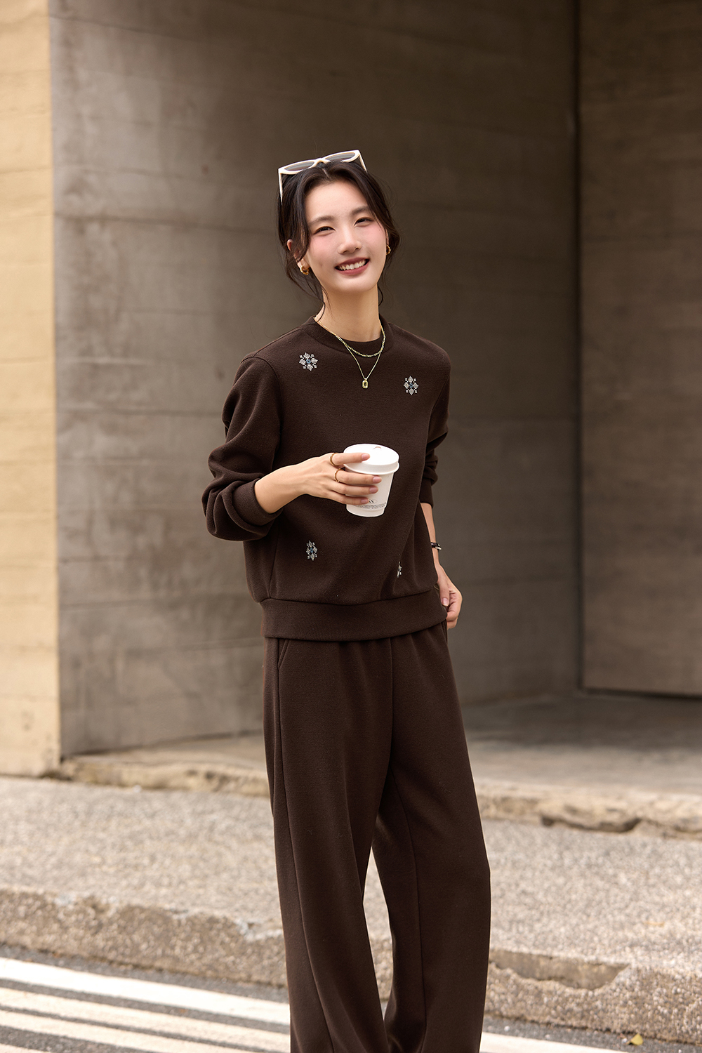 Embroidered Fleece Knit Set