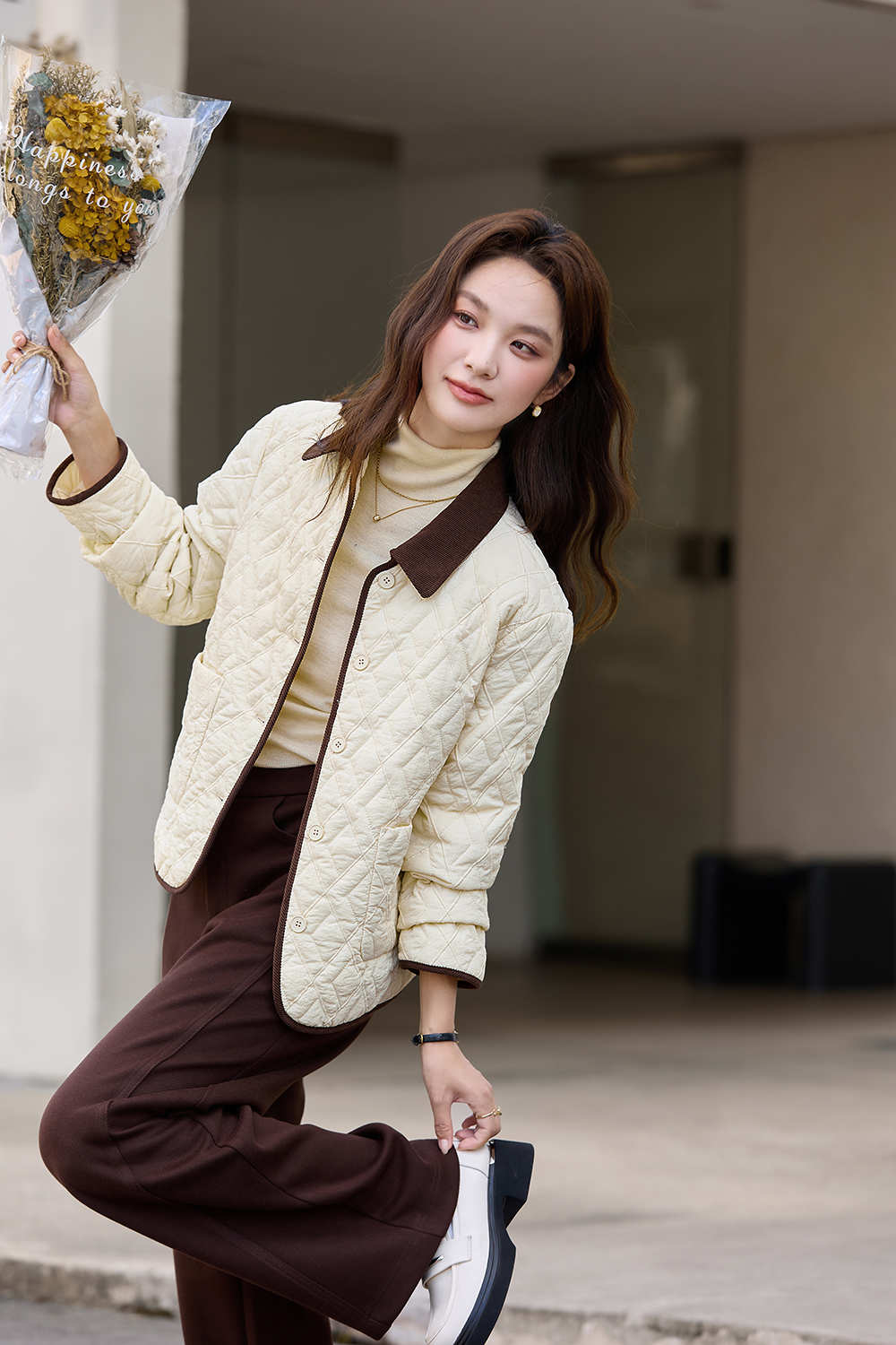 Collared Lightweight Quilted Coat