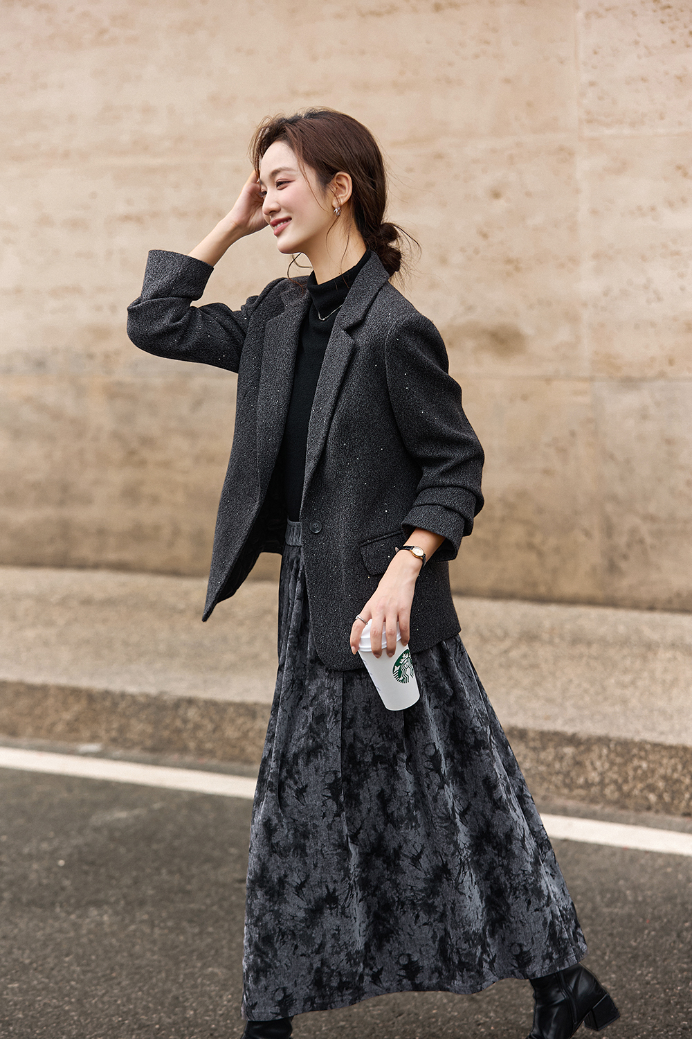 Dark grey sequin blazer