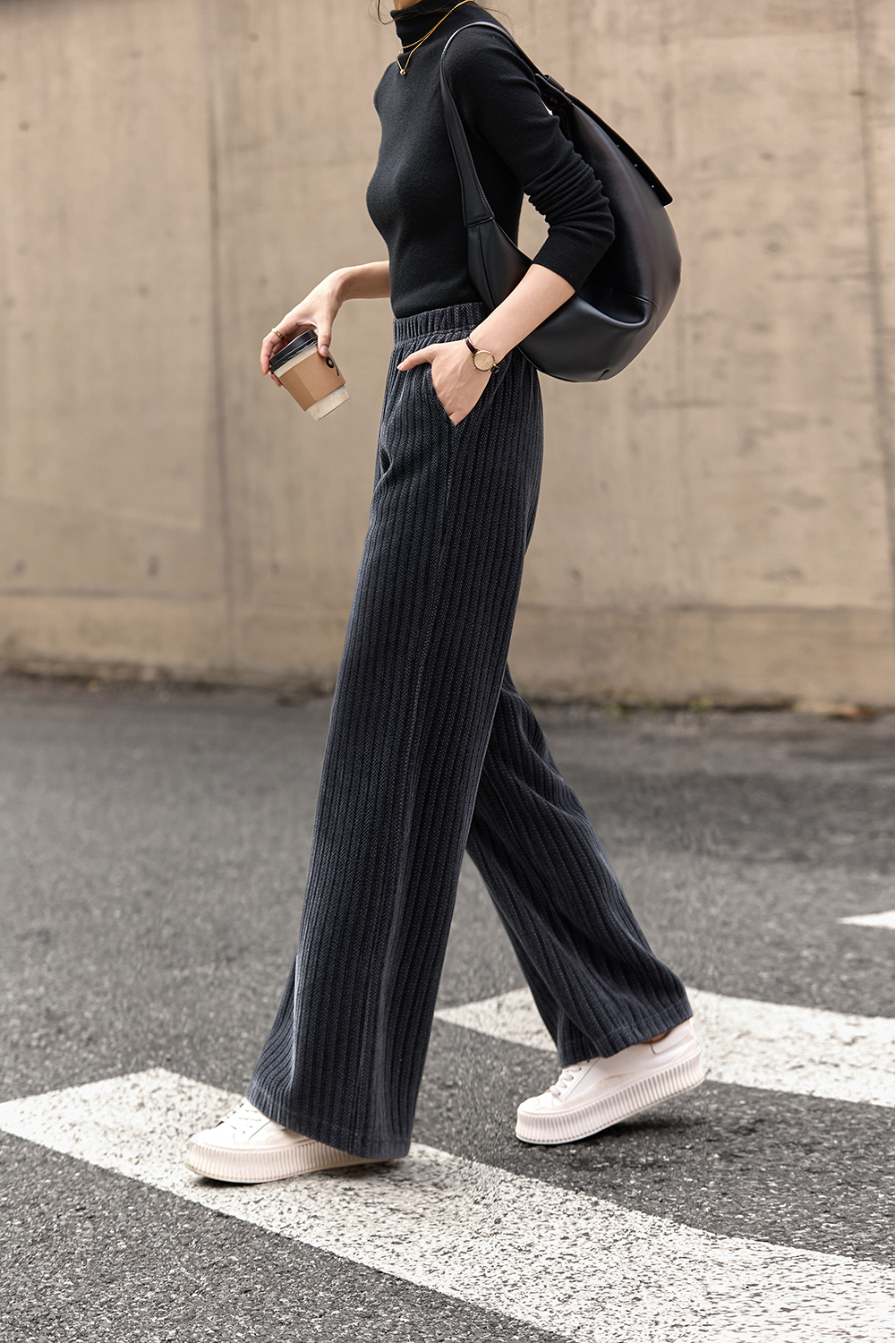 Striped Wool Casual Pants