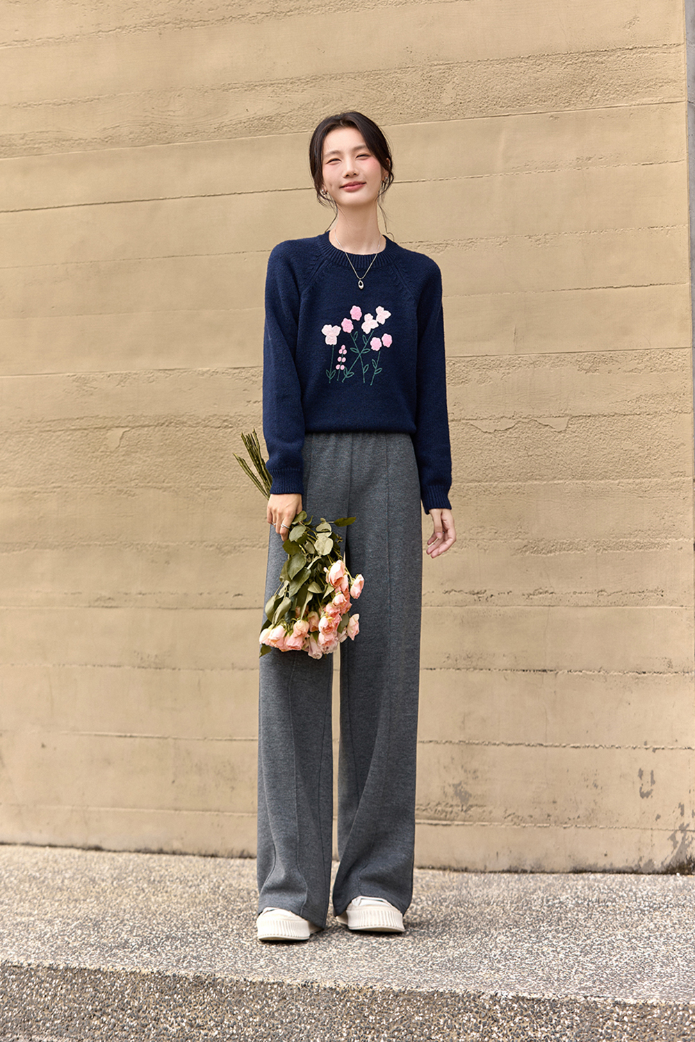 Gray Sporty Casual Pants