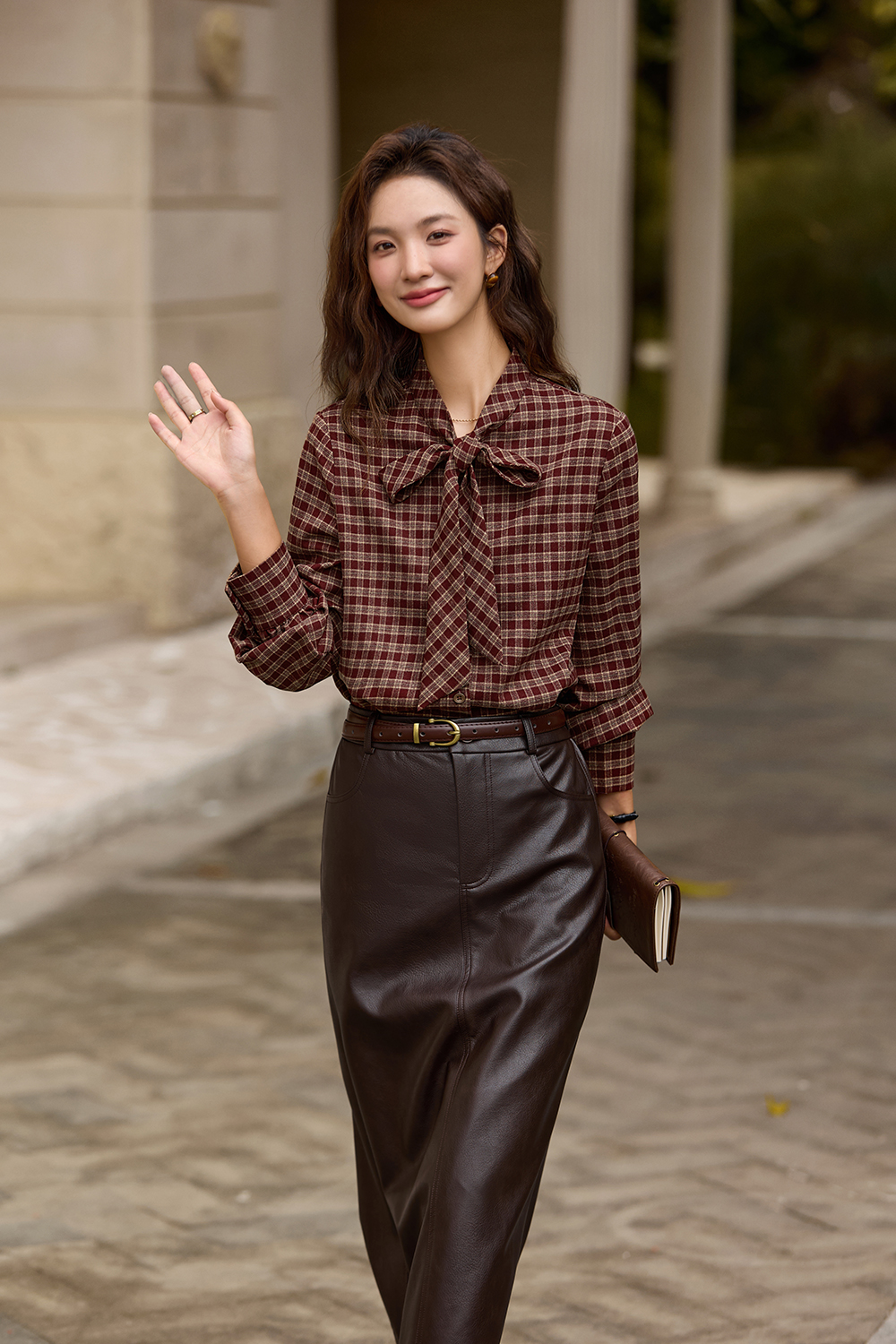 Coffee-colored vintage plaid shirt