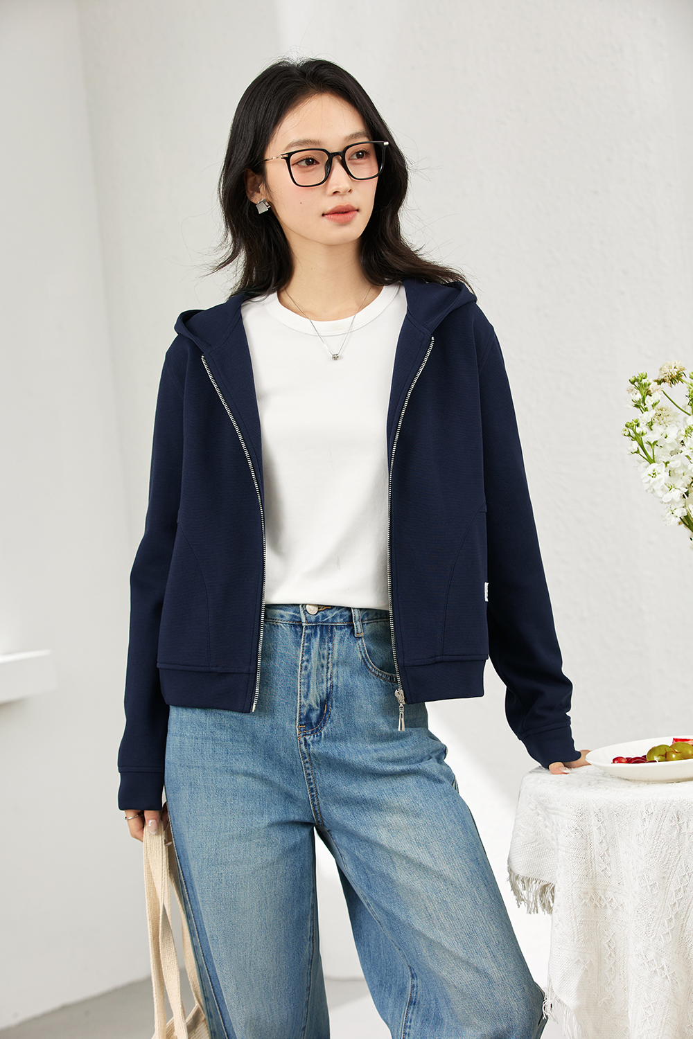 Zip-Front Hooded Cardigan Jacket-VIMLYSTORE