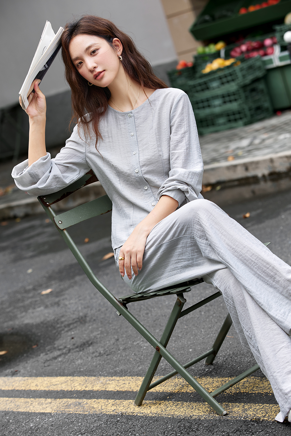 Textured Knit Cardigan & Trousers Lounge Set-VIMLYSTORE