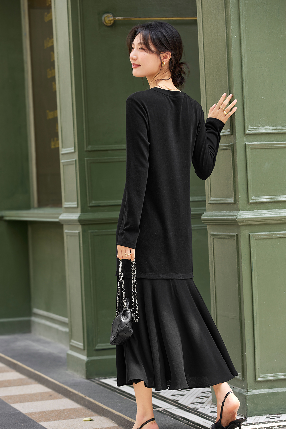 Paneled Seamwork Belted Shirt Dress-VIMLYSTORE