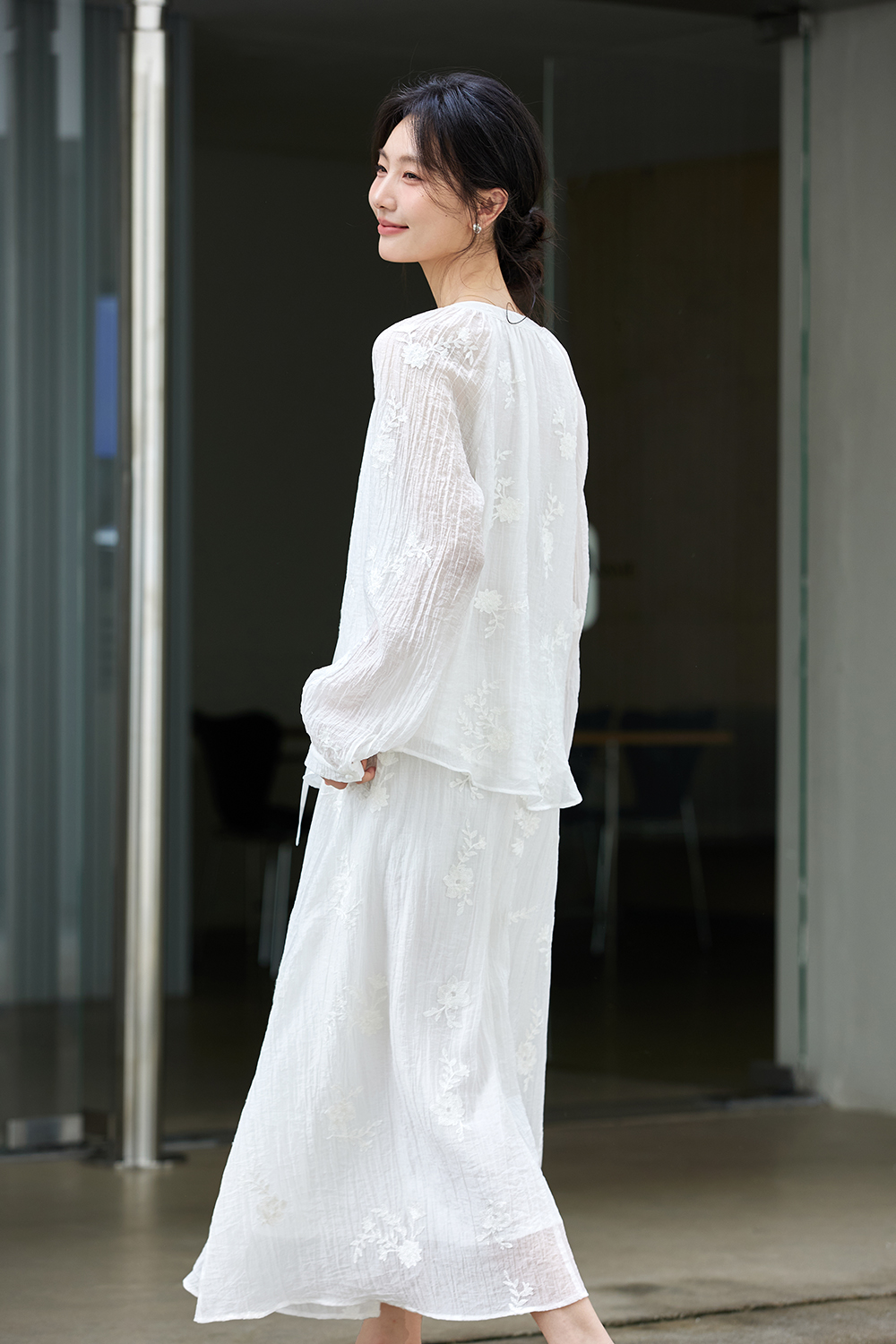 Broderie Anglaise Blouse & Maxi Skirt Coord Set-VIMLYSTORE