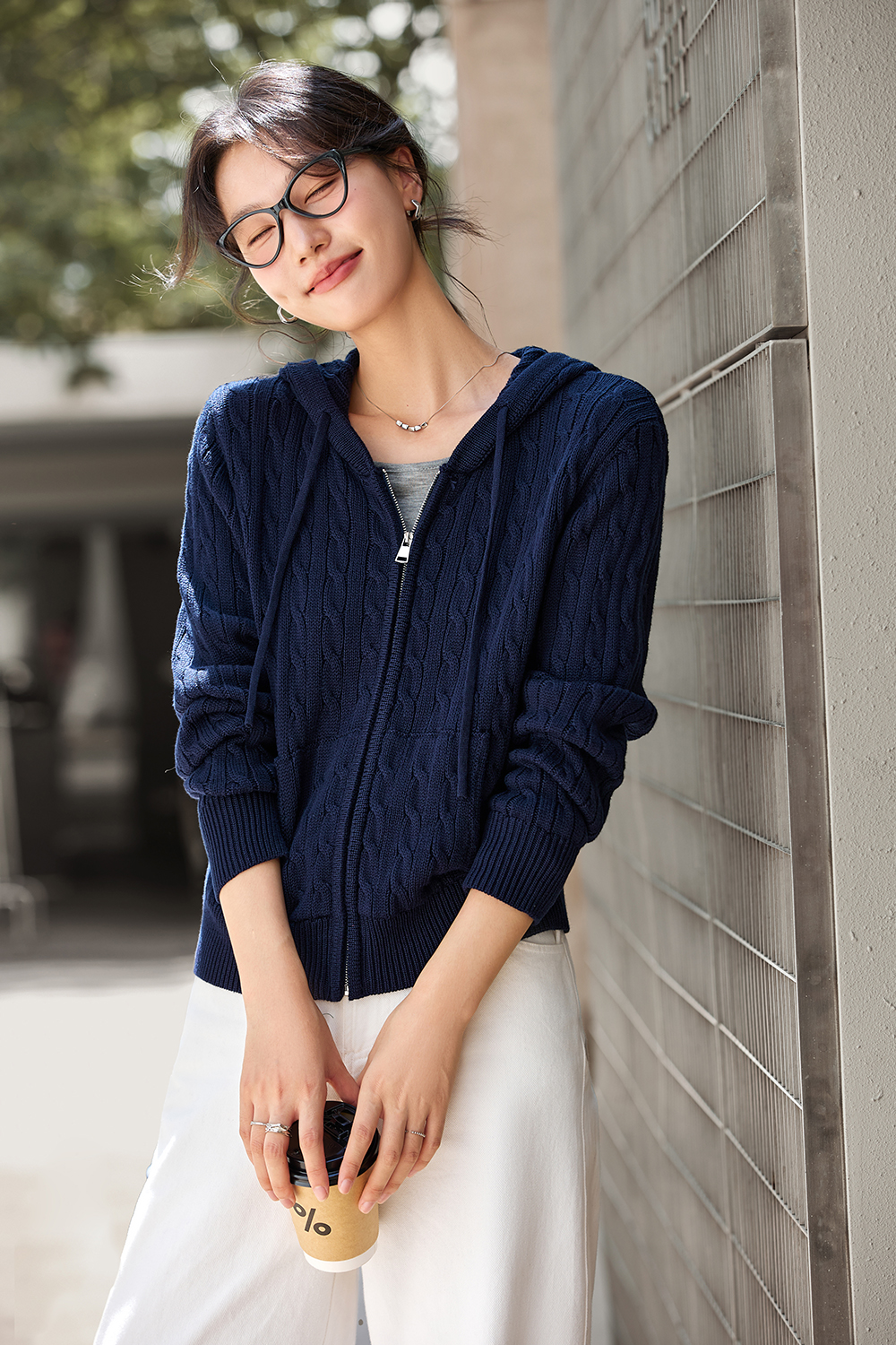 Lazy Style High-End Hooded Cable Knit Cardigan-VIMLYSTORE