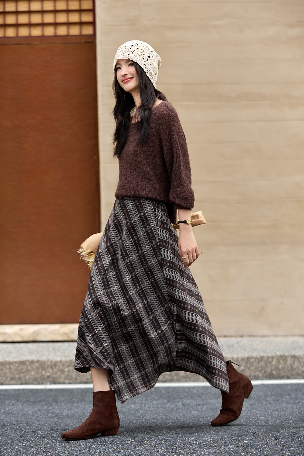 Vintage Slimming Plaid Skirt-VIMLYSTORE