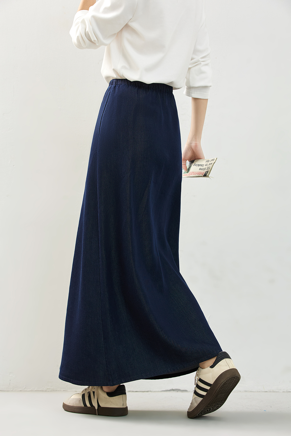 Blue Lyocell wash jeans skirt-VIMLYSTORE