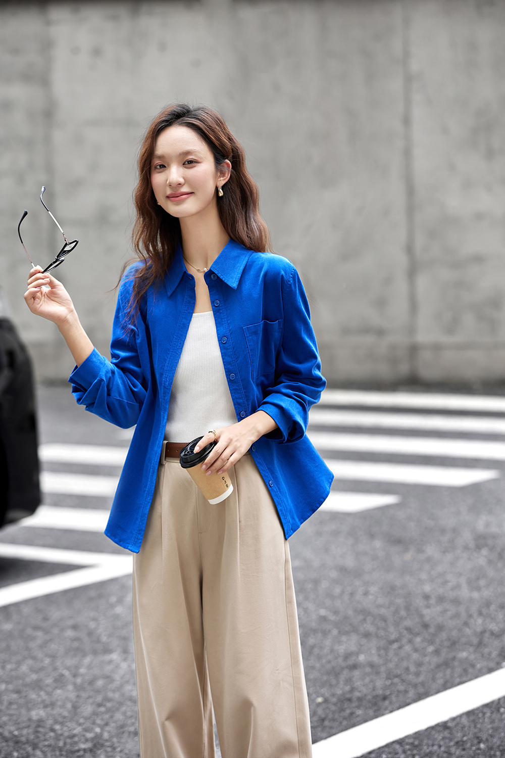 Vintage Corduroy Lapel Long Sleeve Shirt-VIMLYSTORE