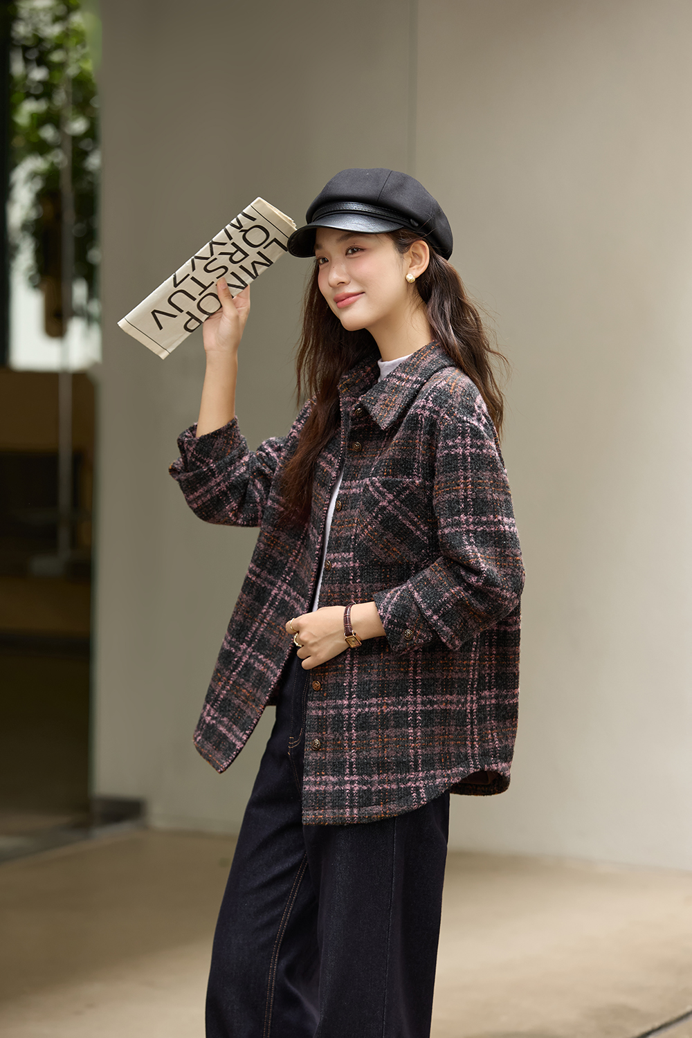 Oversized Vintage Argyle Shirt-VIMLYSTORE