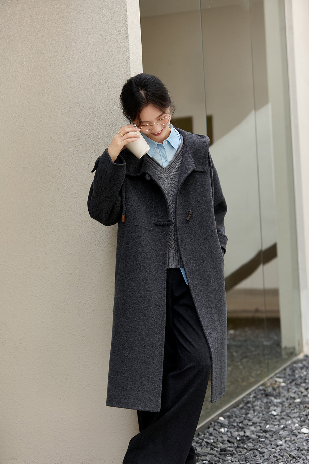 Reversible Hooded Woolen Overcoat-VIMLYSTORE