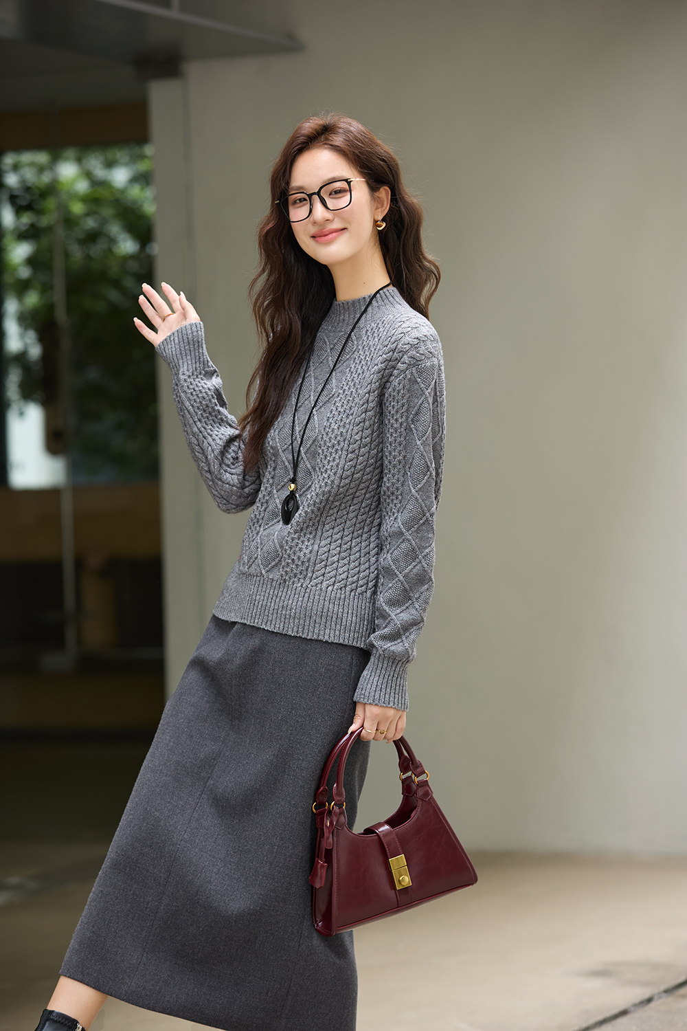 Argyle Mock-Neck Sweater