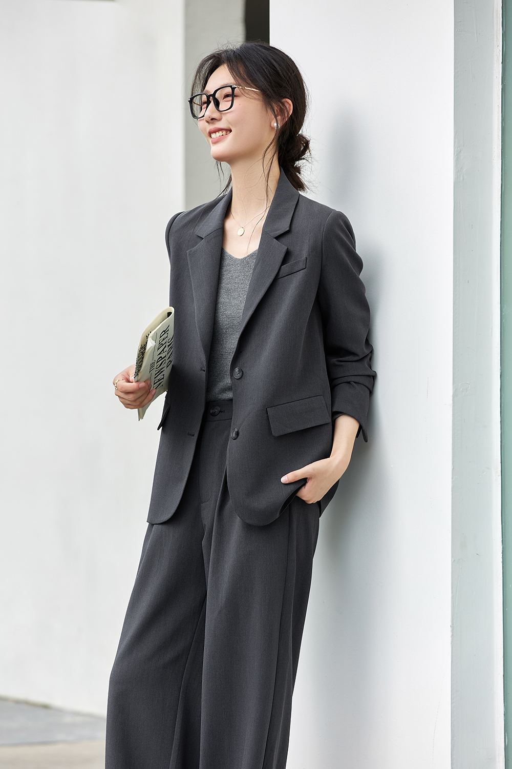 High-grade gray commuter Western-style clothes and pants-VIMLYSTORE