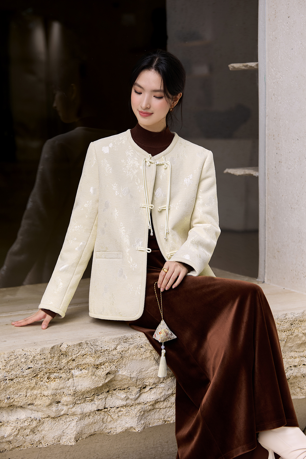 Chinese-Style Jacquard Short Jacket