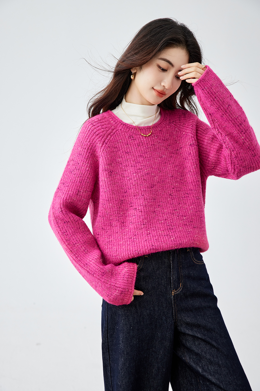 Red Slouchy Crewneck Sweater (Women's)