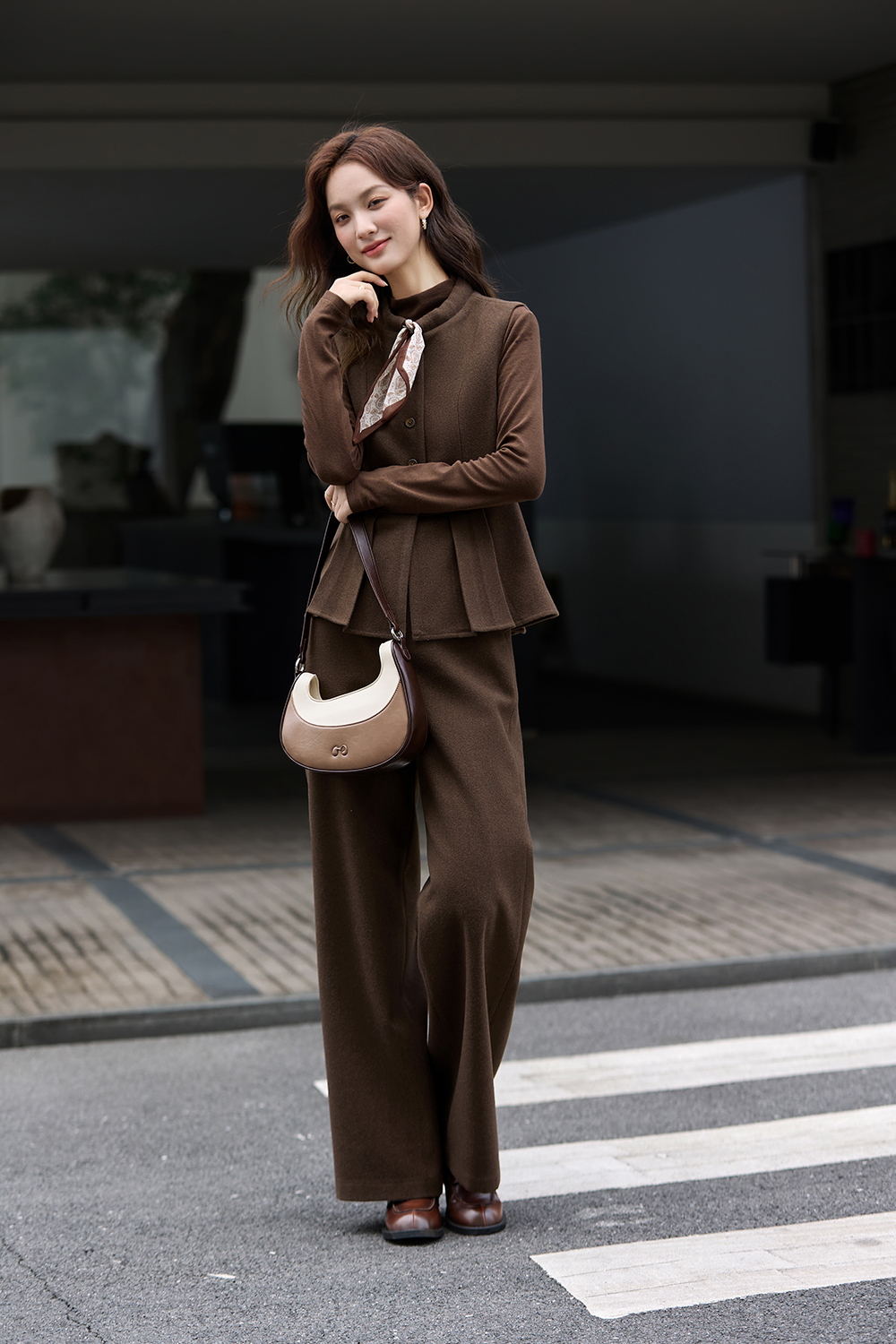 French-Style Stand-Up Collar Vest, Undershirt & Pants Three-Piece Set