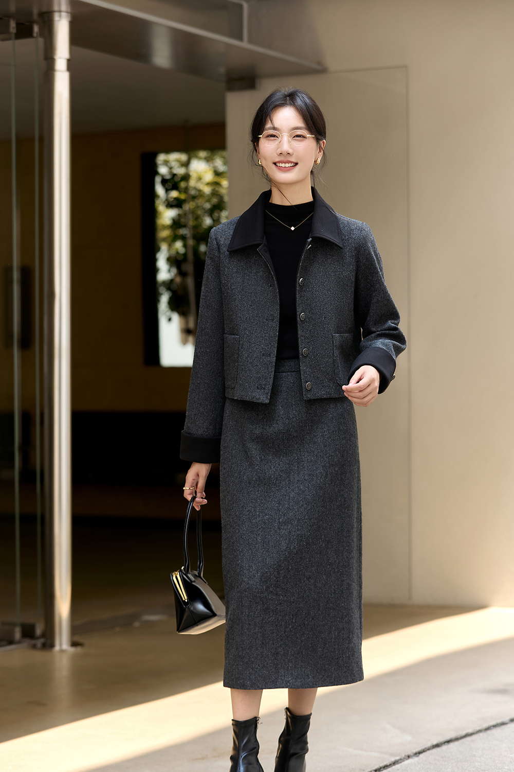 Gray Knitted & Woolen Set