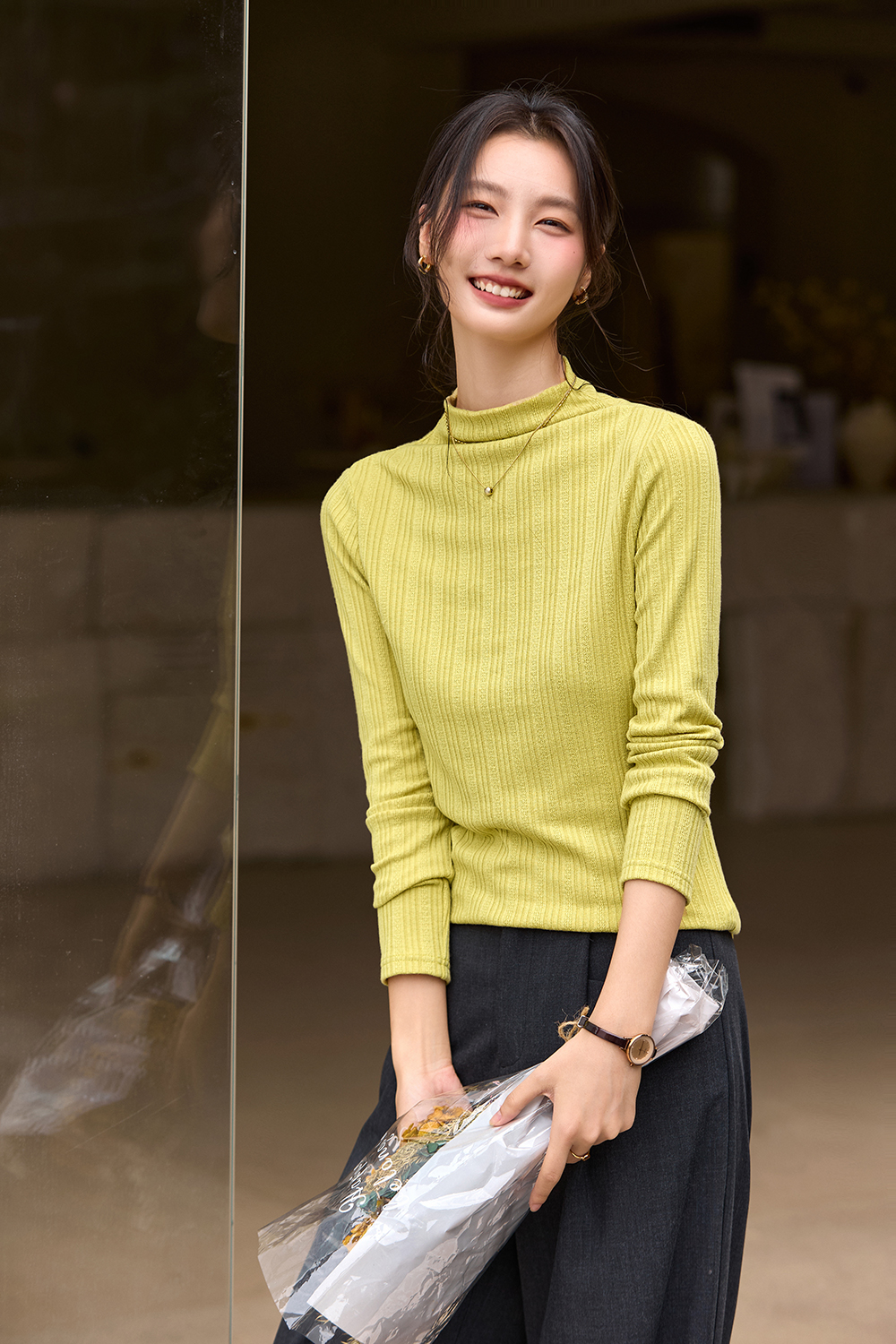 Yellow-Green Turtleneck Sweater