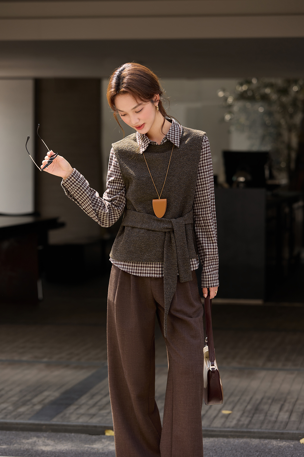 Coffee Brown Layered Wrap Set