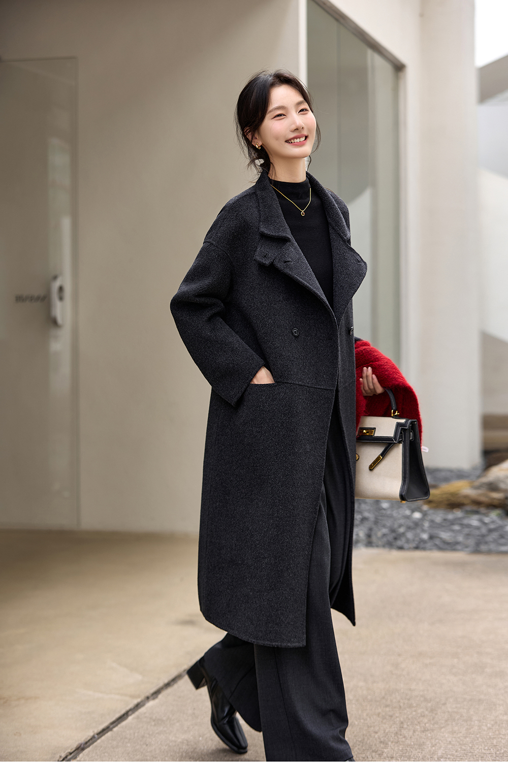 Warm Stand-Collar Long Overcoat
