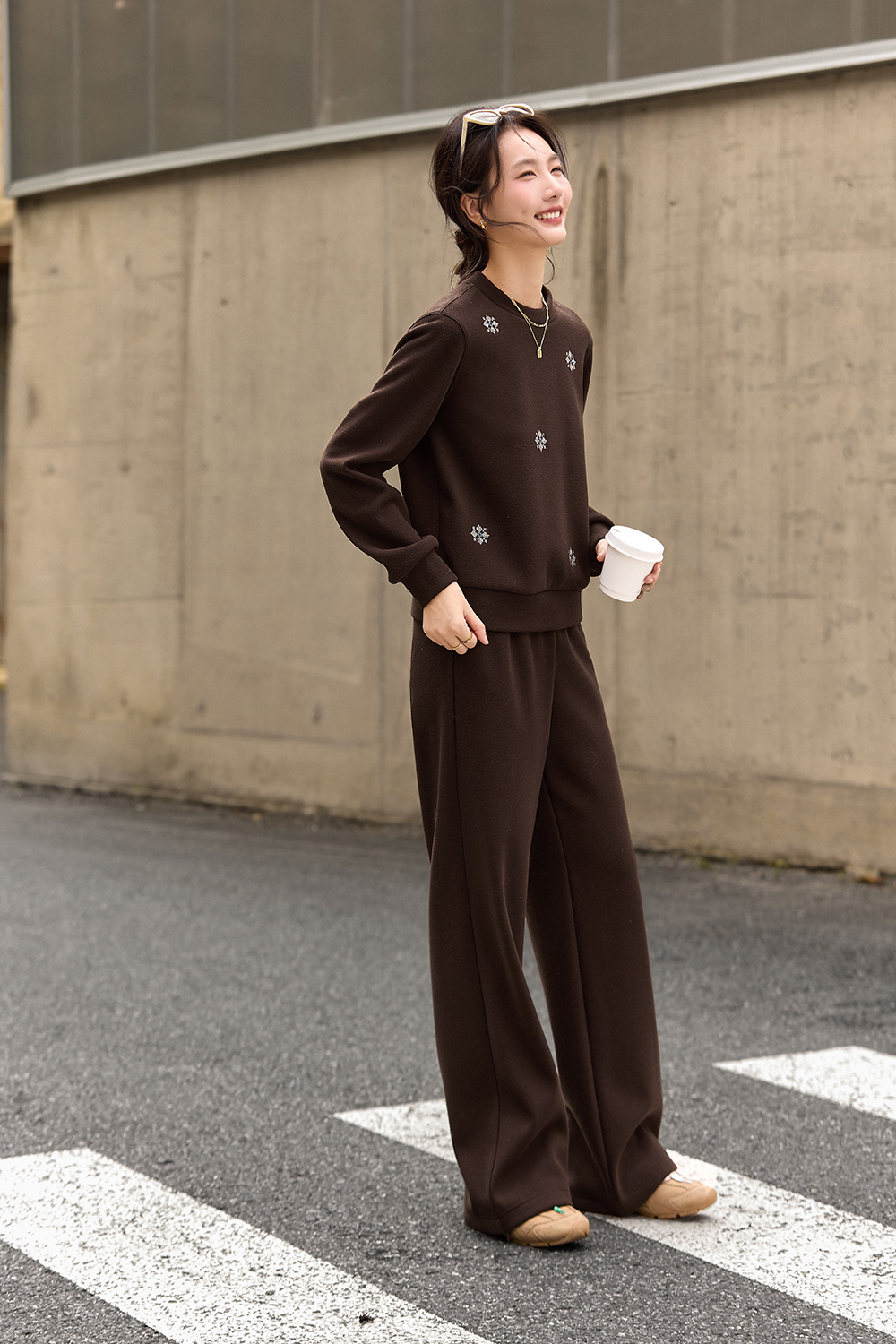 Embroidered Fleece Knit Set