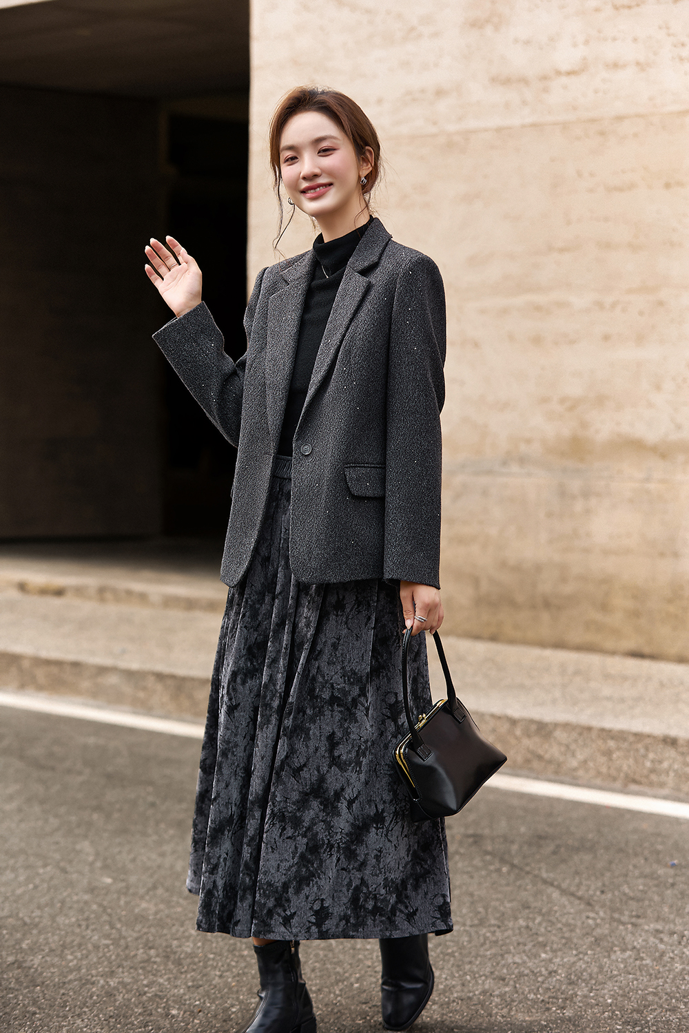 Dark grey sequin blazer