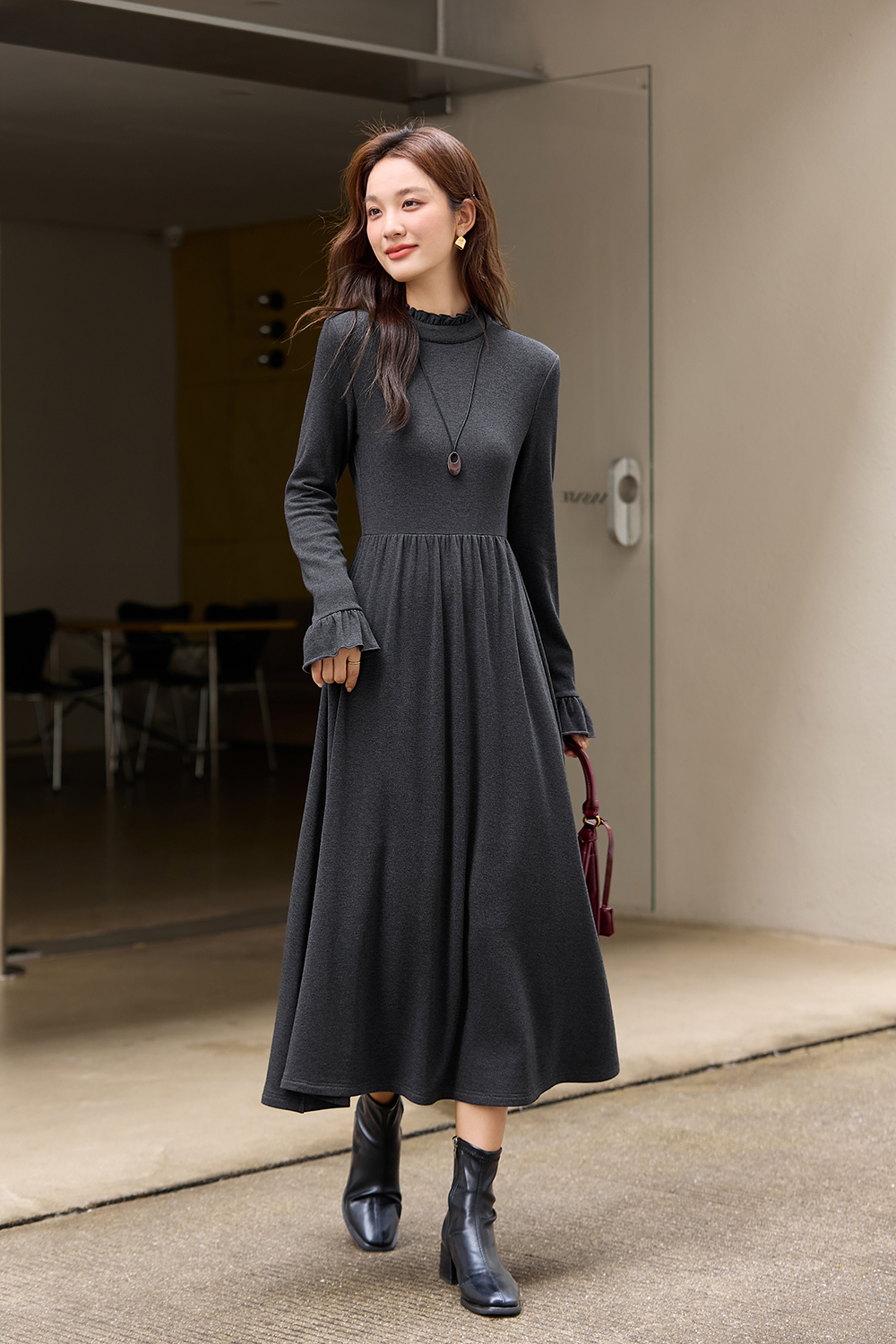 Half-high Neck Knit Dress