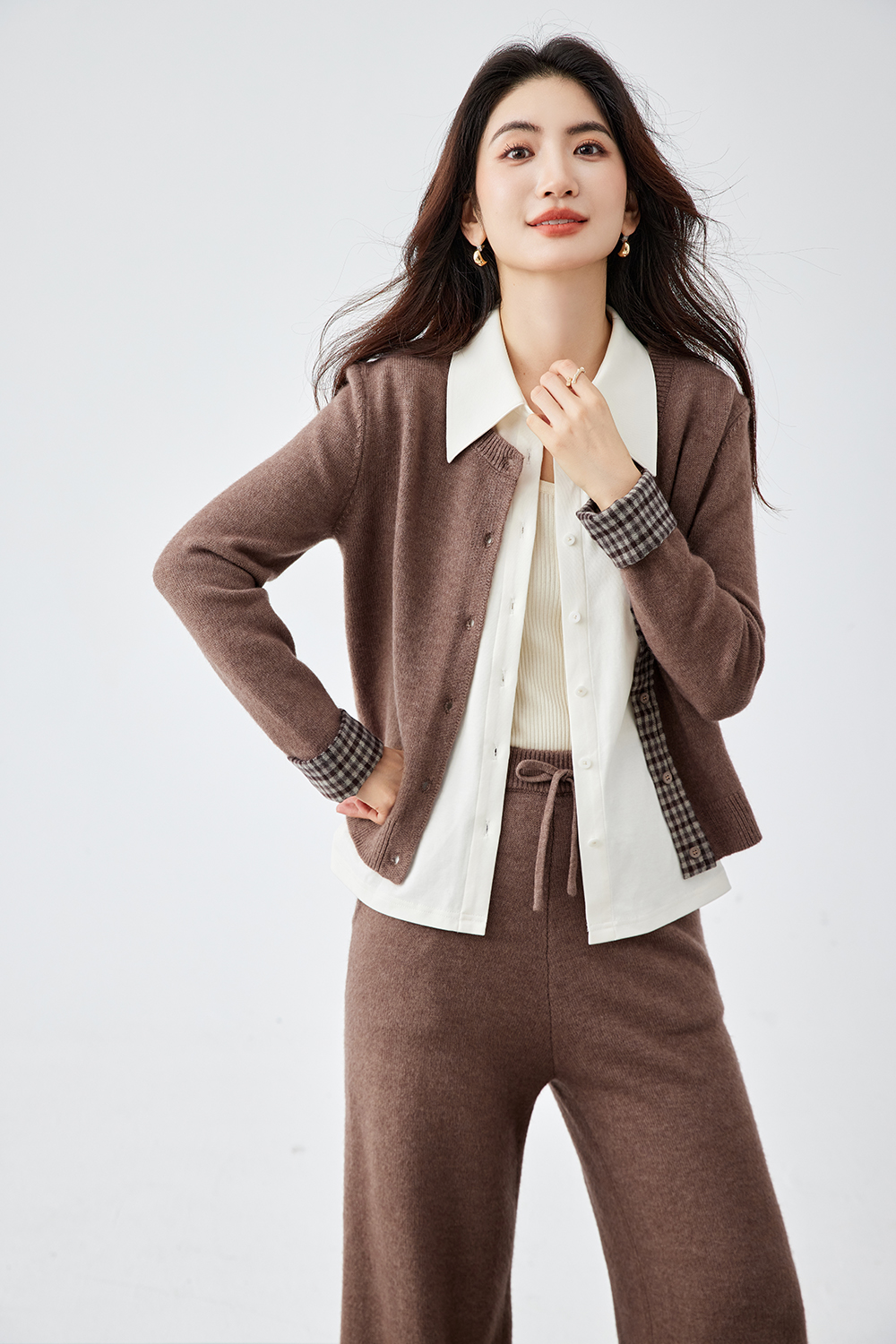 Checkered Patchwork Fake Two-piece