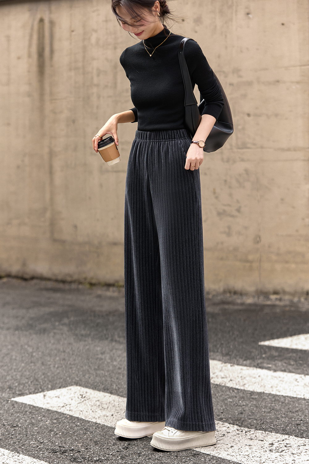 Striped Wool Casual Pants