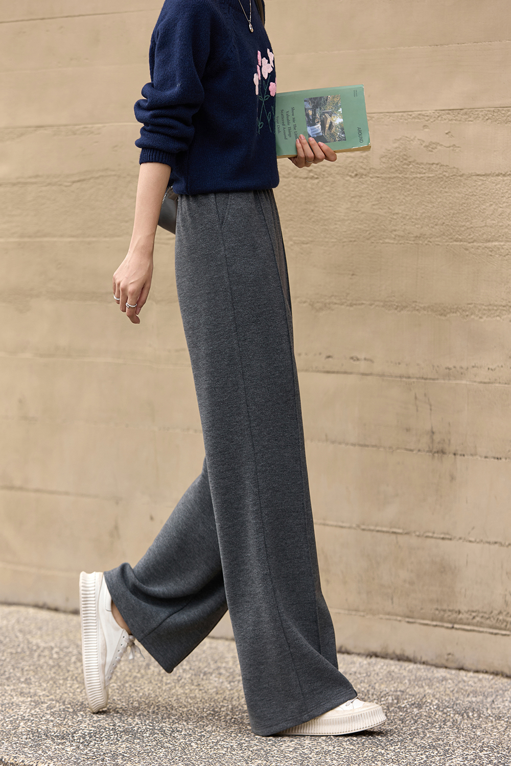 Gray Sporty Casual Pants