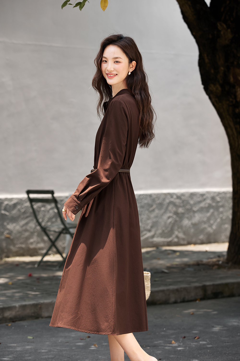 Belted Shirt Dress with Defined Waist-VIMLYSTORE