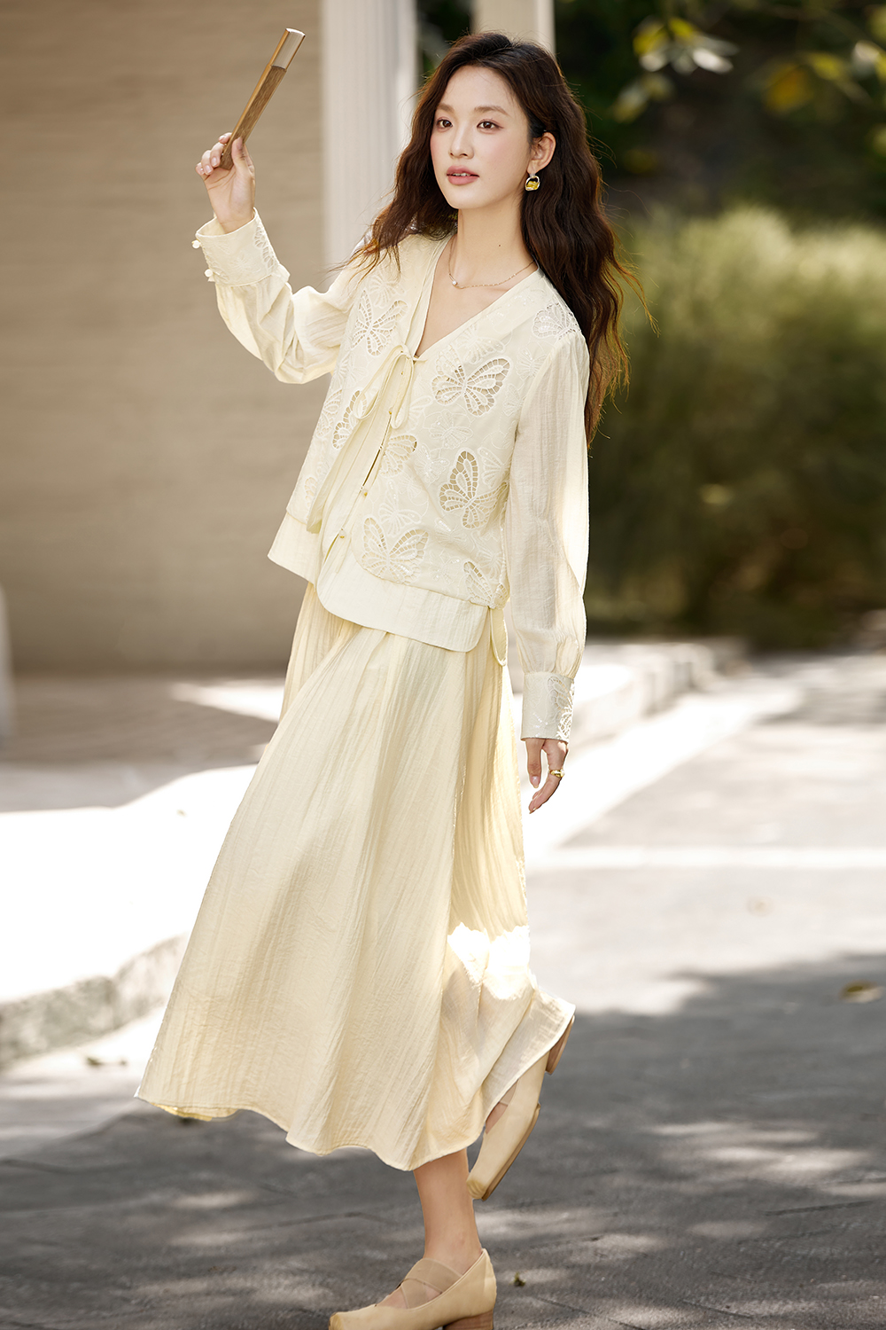 New Chinese Style Butterfly Embroidered Jacket and Skirt Two-Piece Set-VIMLYSTORE