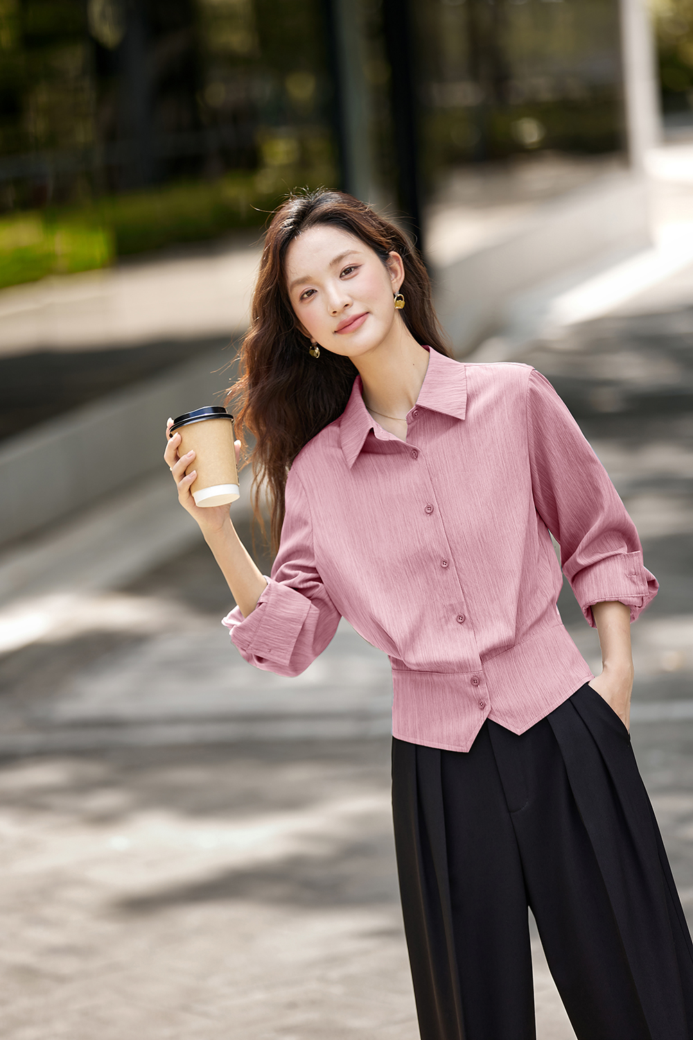 Irregular Design Elegant Striped Lapel Shirt-VIMLYSTORE