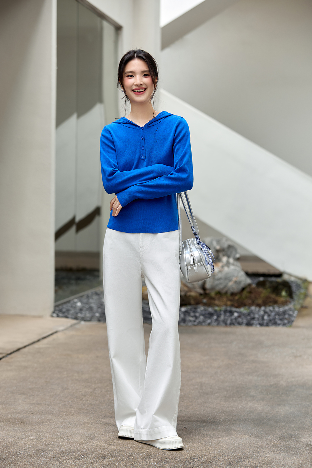 Wool-Blend Hooded Longline Knit Top-VIMLYSTORE