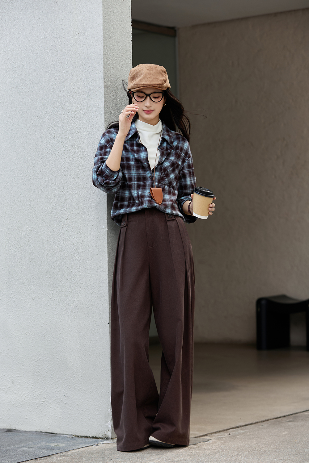 Blue & Brown Plaid Shirt for Casual Wear-VIMLYSTORE