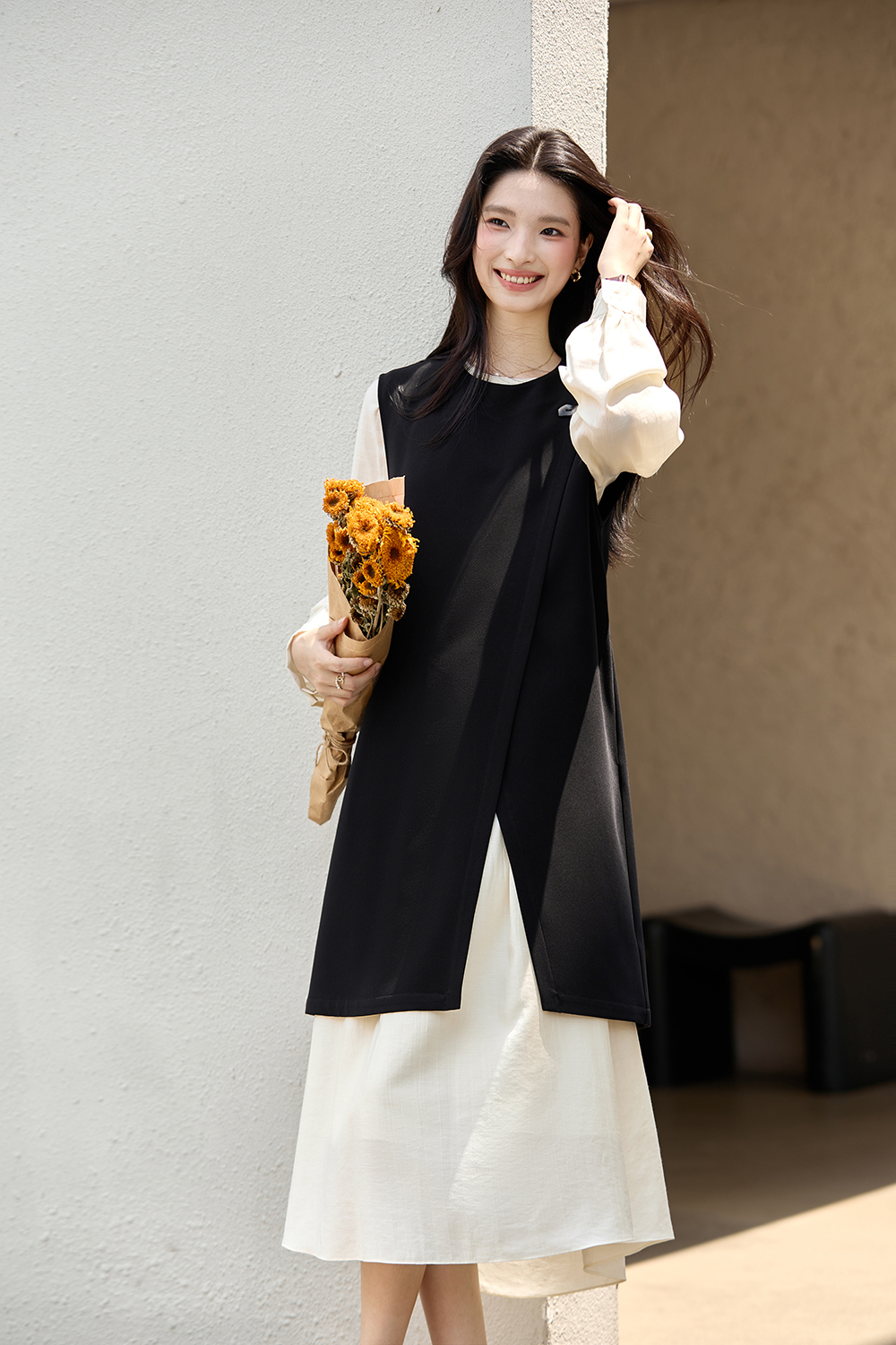 French-Inspired Sleeveless Jumper Dress-VIMLYSTORE