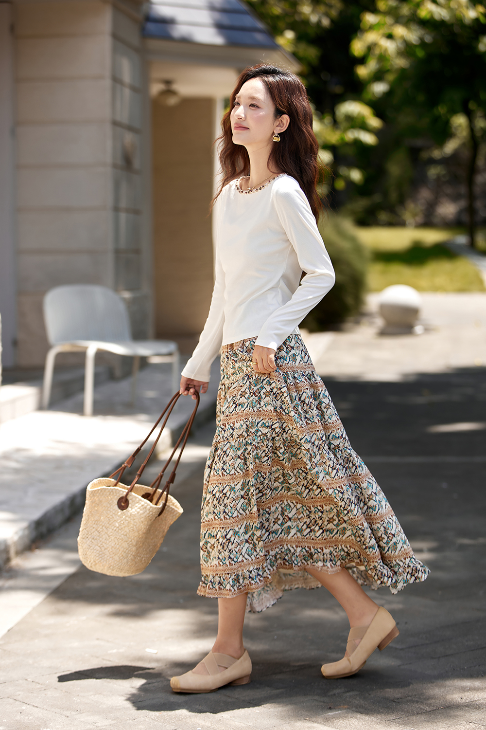 Vacation Style Floral Print Tiered Skirt-VIMLYSTORE