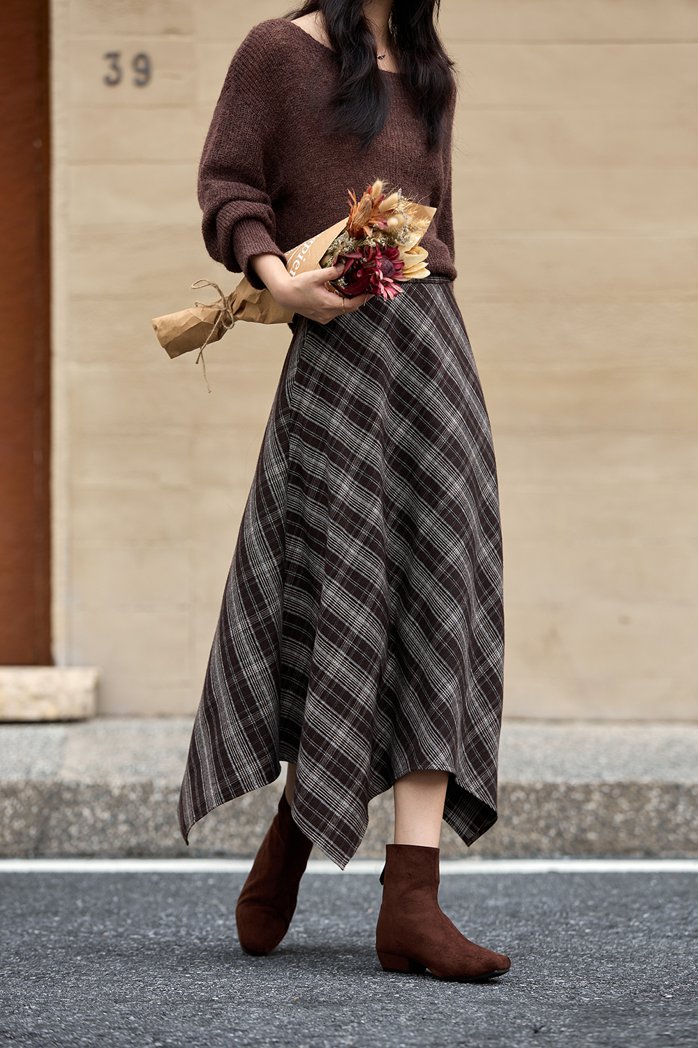 Vintage Slimming Plaid Skirt-VIMLYSTORE